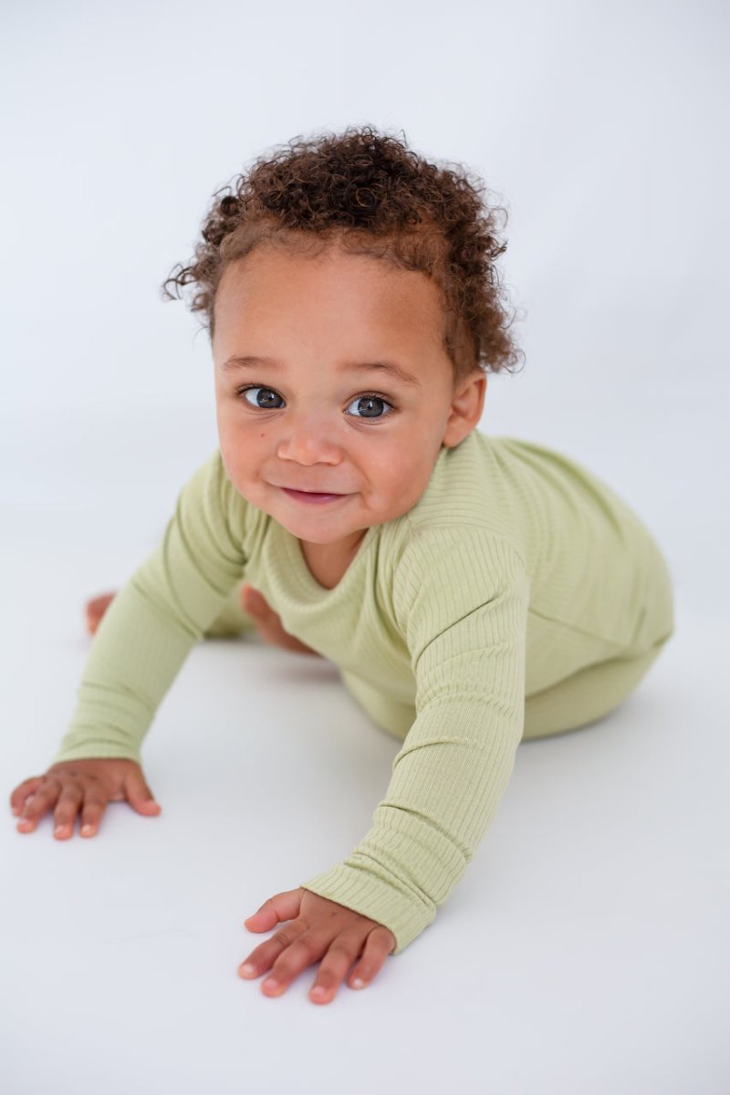 Green Ribbed Bamboo Two-Piece Set Long Sleeve Pyjamas - Pyjamas