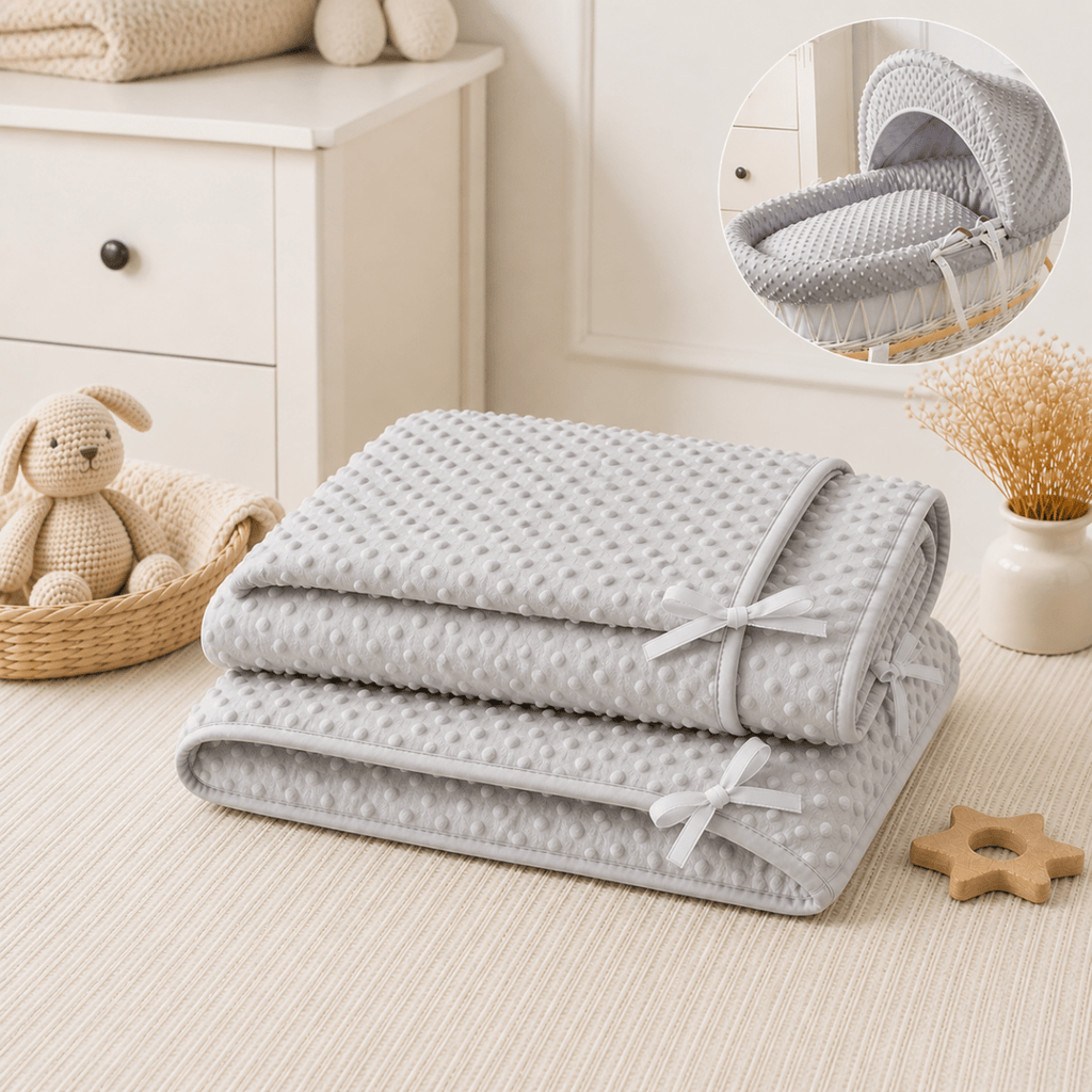 Grey Dimple Moses Basket Bedding Set (Basket Not Included!)