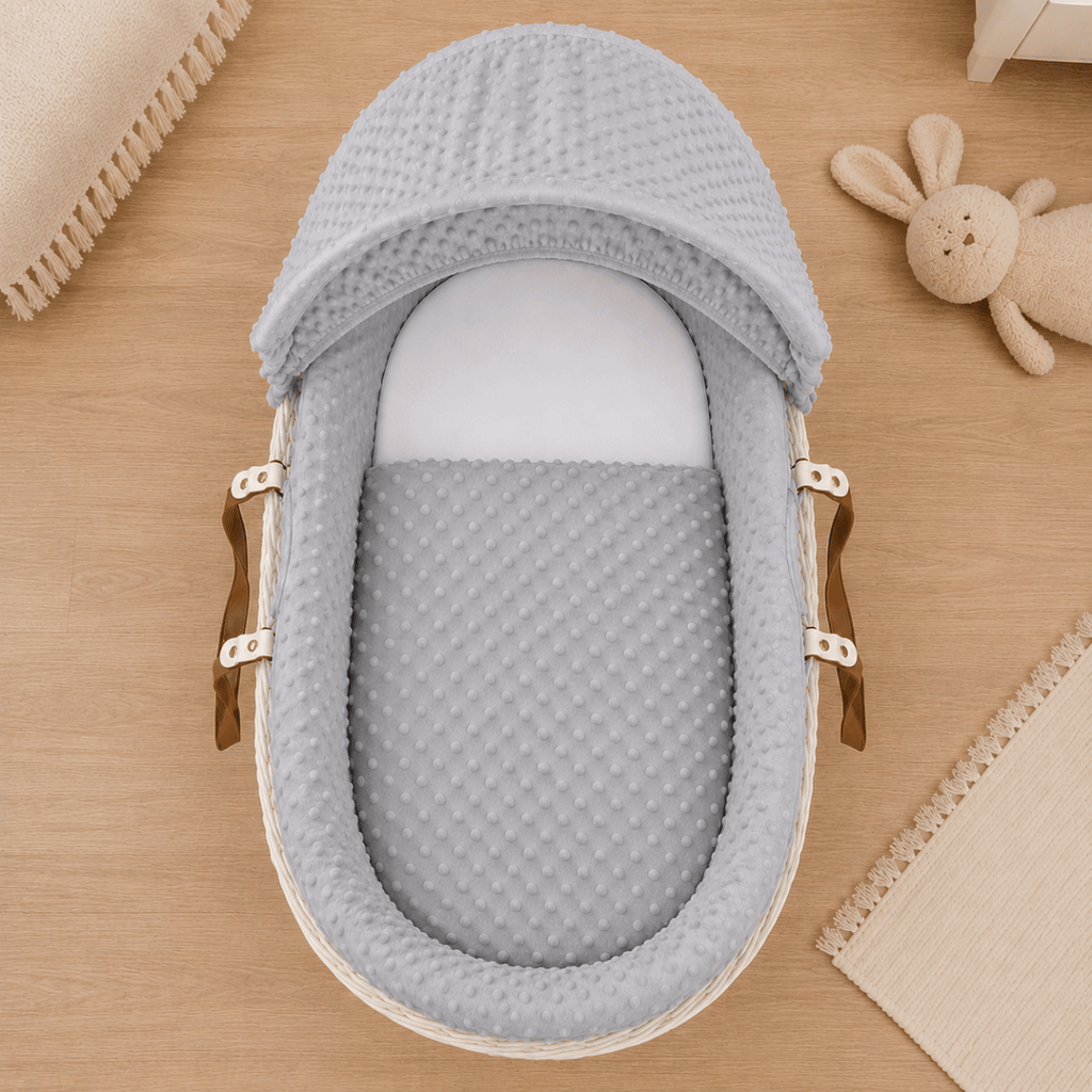 Grey Dimple Moses Basket Bedding Set (Basket Not Included!) - Moses Basket Bedding Set