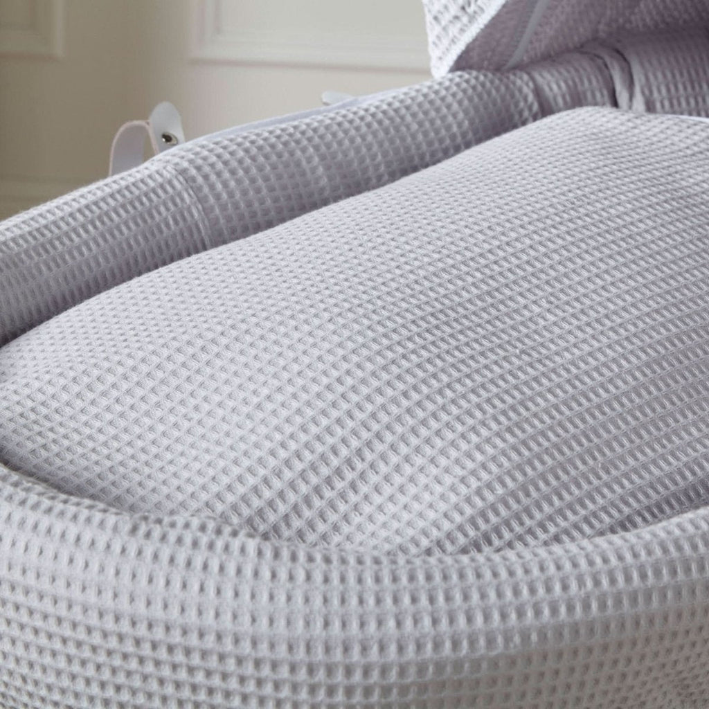 Grey Waffle Grey Wicker Baby Moses Basket With Stand - Wicker Moses Basket