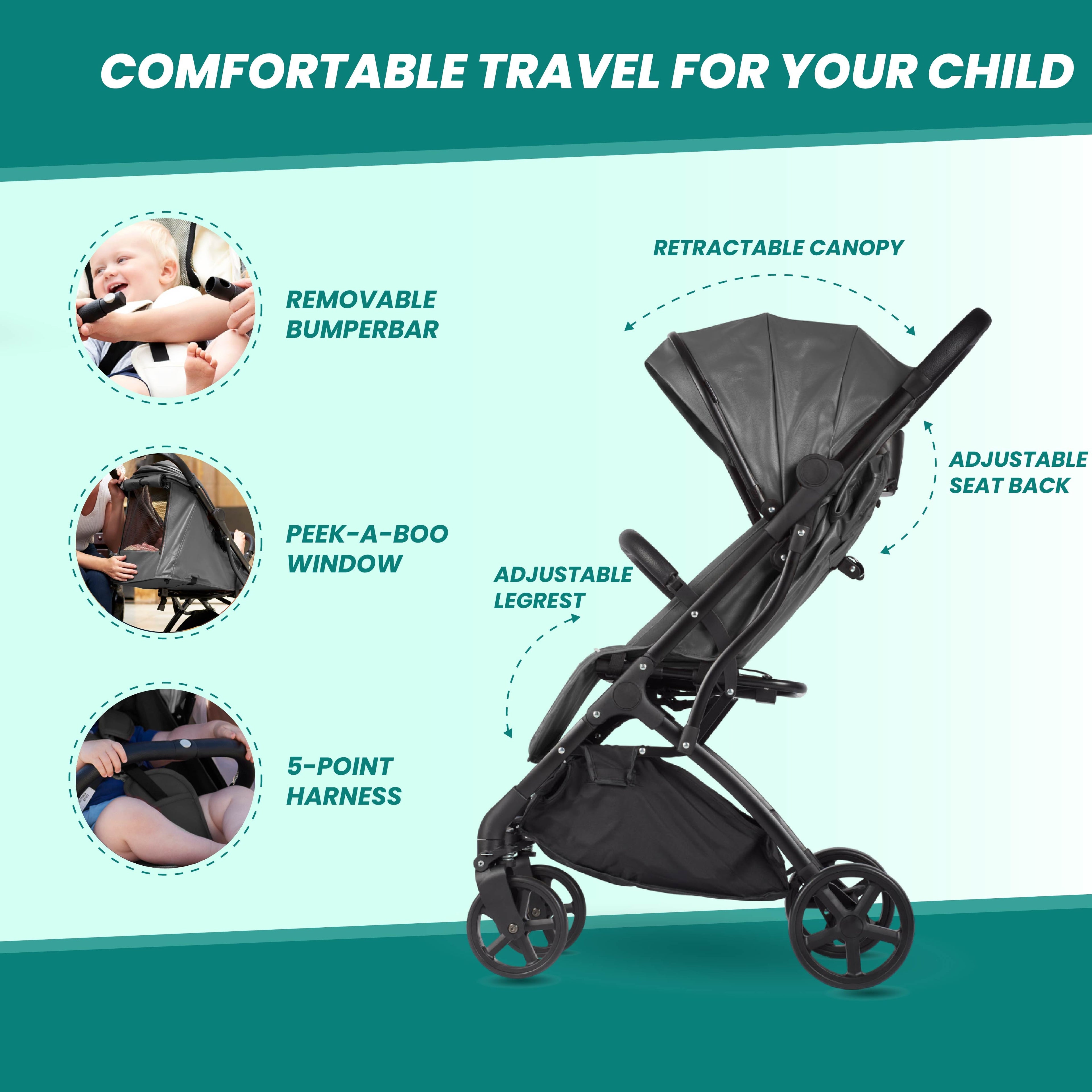 Lejoux Go Baby Travel Stroller Pram Pushchair Buggy