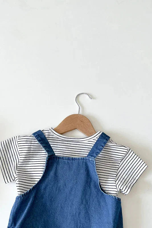Happy Baby Embroidered Bear Denim Dungarees - Dungarees