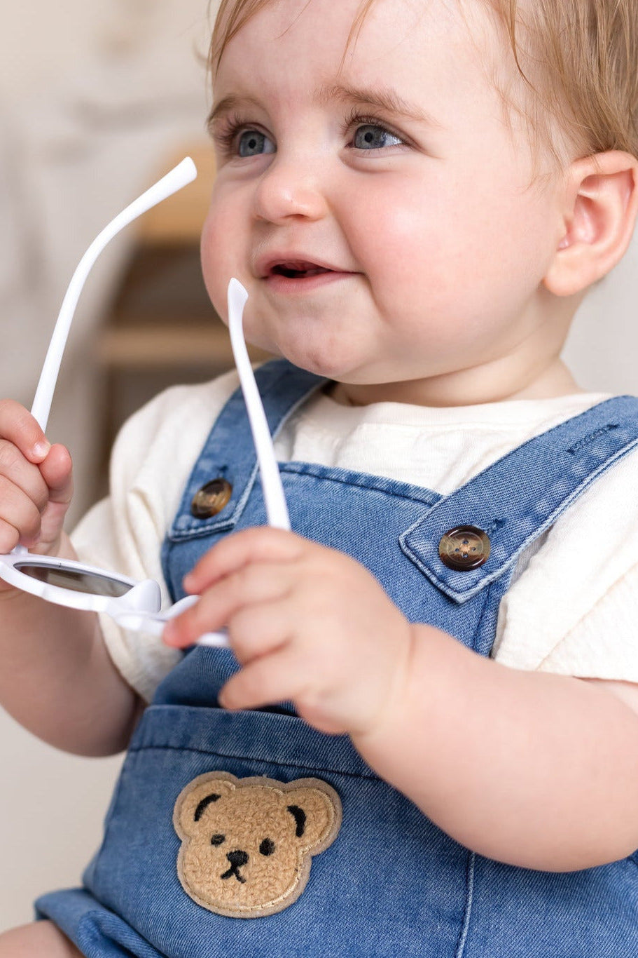Happy Baby Embroidered Bear Denim Dungarees - Dungarees