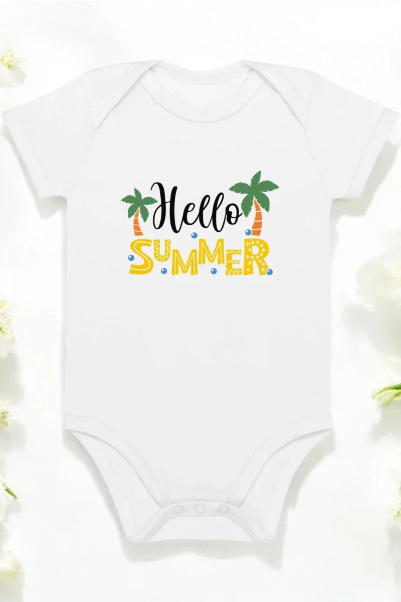 Hello Summer Bodysuit in White - Bodysuits