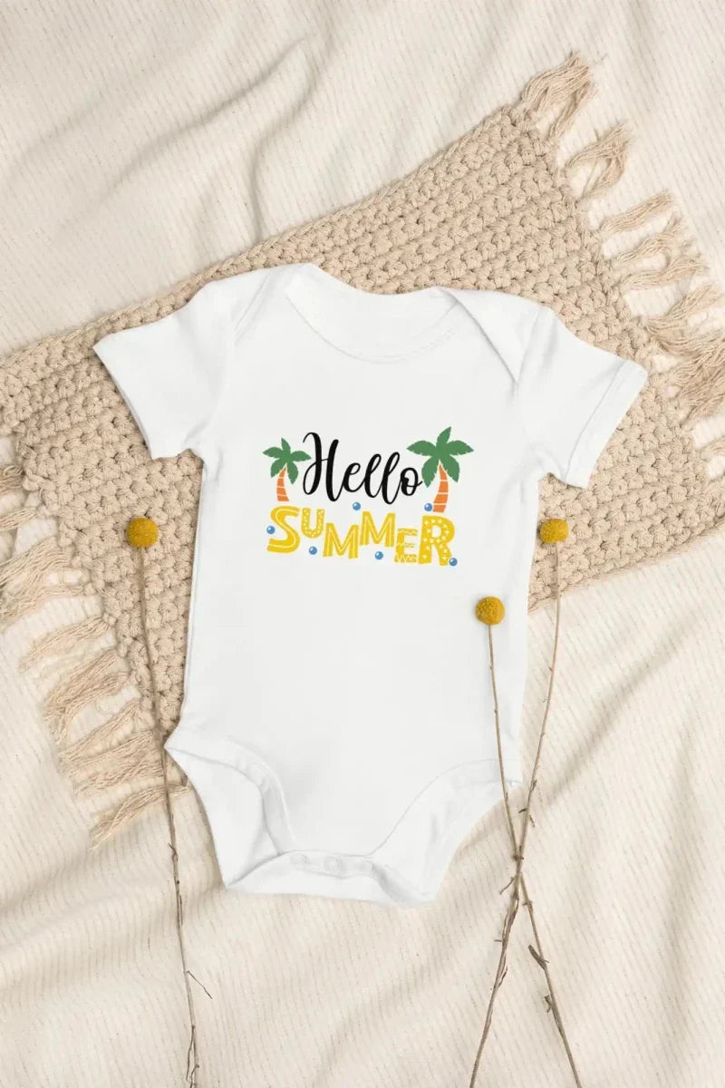 Hello Summer Bodysuit in White - Bodysuits