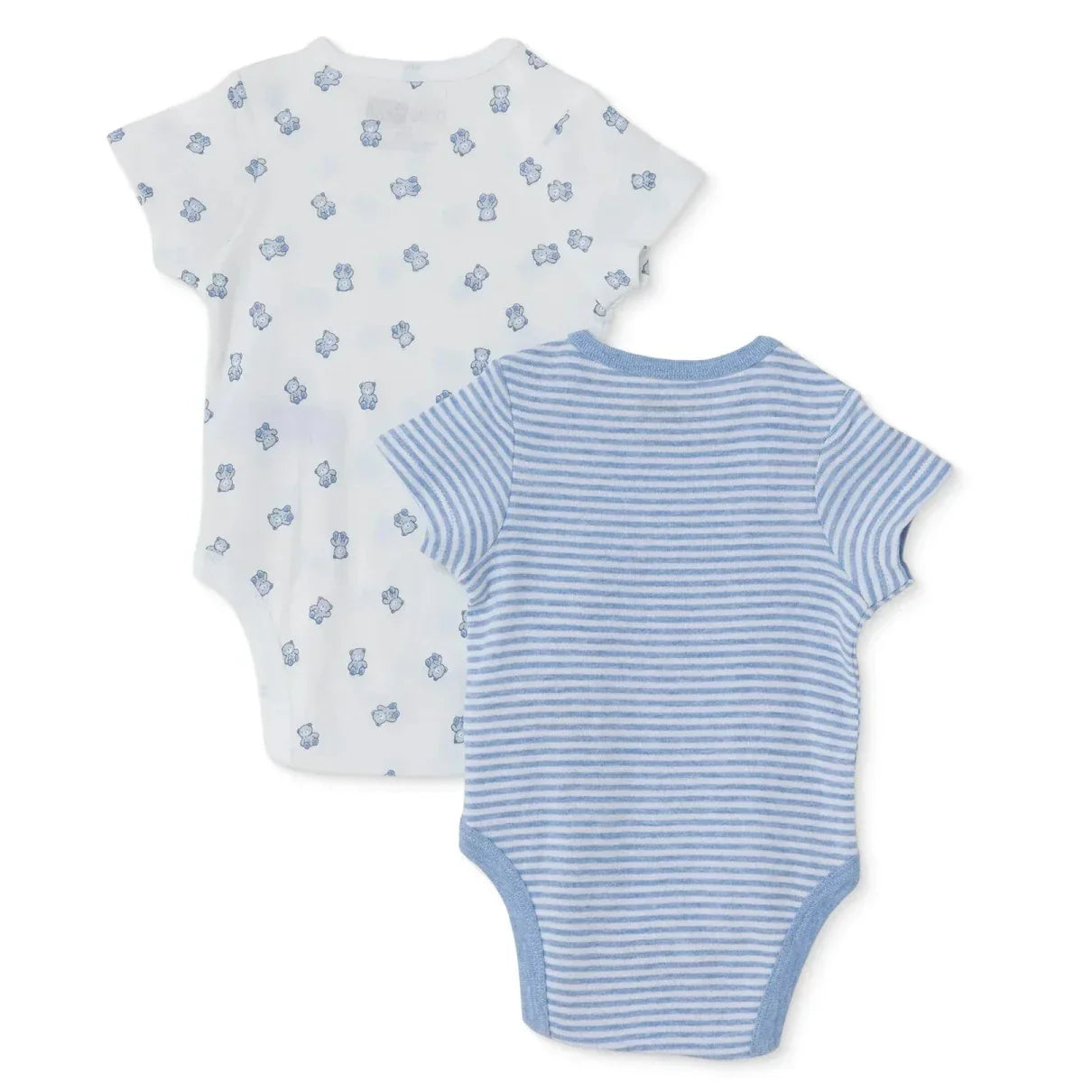 HelloBaby Boys 2-Pack Short Sleeve Bodysuits Striped with Poppers Envelope Neck Short Sleeve - Light Blue - Baby