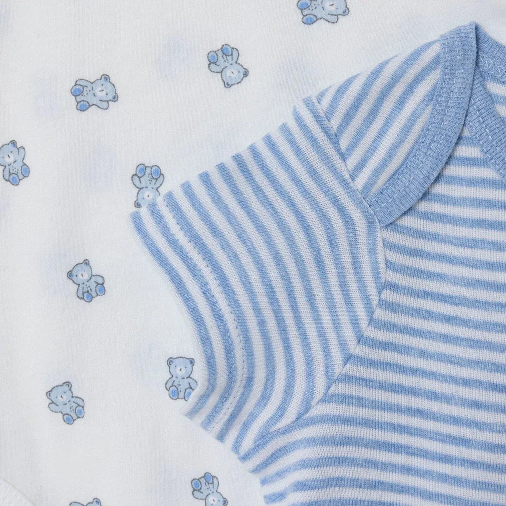 HelloBaby Boys 2-Pack Short Sleeve Bodysuits Striped with Poppers Envelope Neck Short Sleeve - Light Blue - Baby