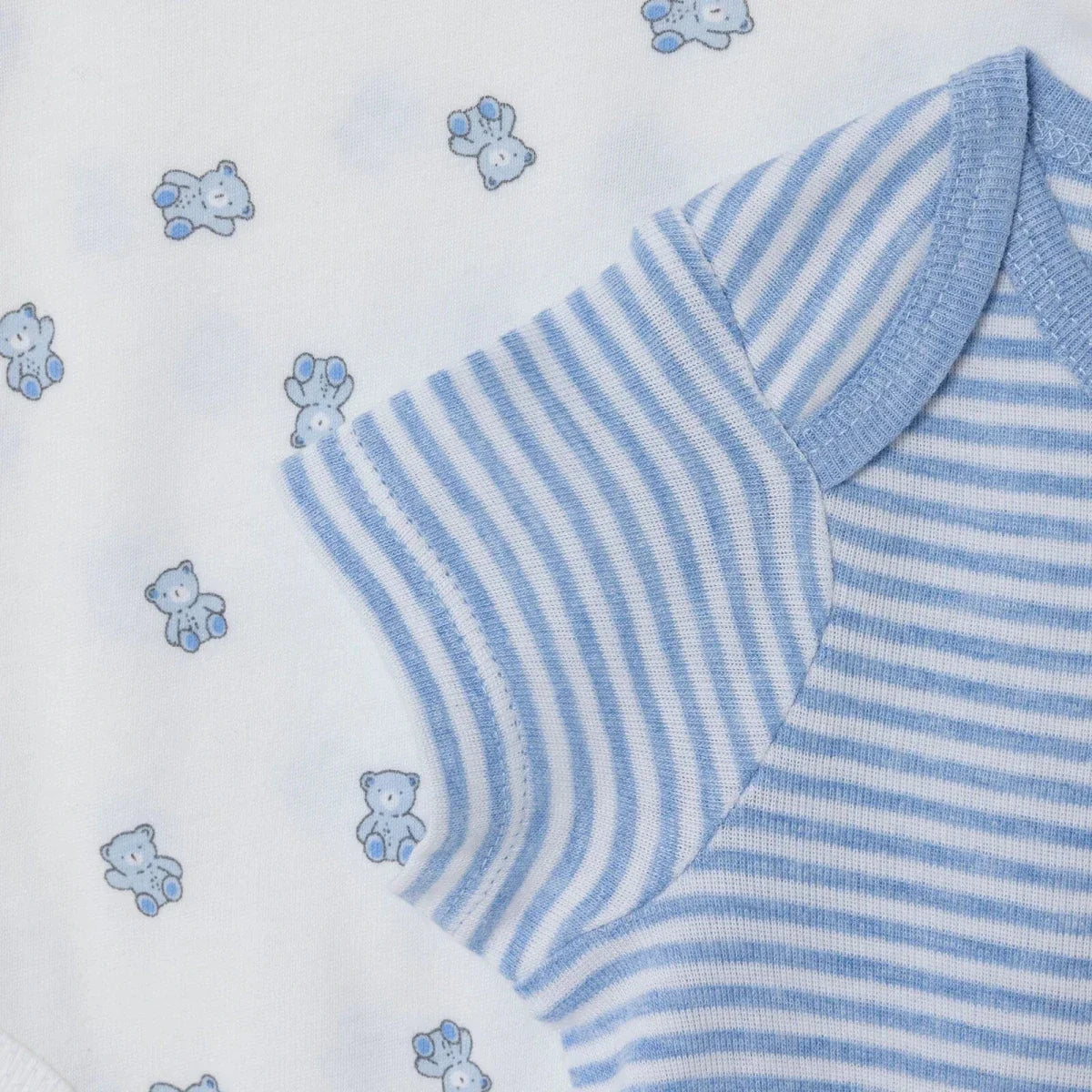 HelloBaby Boys 2-Pack Short Sleeve Bodysuits Striped with Poppers Envelope Neck Short Sleeve - Light Blue - Baby