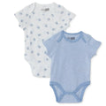 HelloBaby Boys 2-Pack Short Sleeve Bodysuits Striped with Poppers Envelope Neck Short Sleeve - Light Blue - Baby