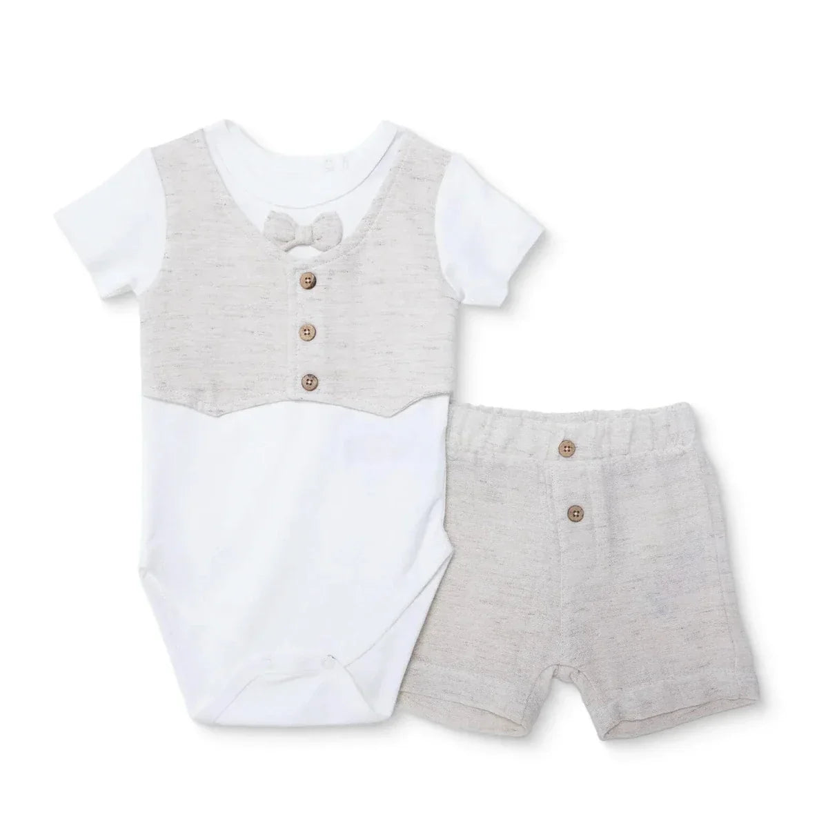 HelloBaby Boys Ceremony Muslin Outfit - Beige - Newborn Occasion Wear