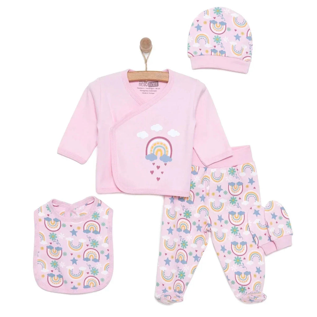 HelloBaby Girl 5 Piece Newborn Set - Light Pink - Light Pink / Newborn - Newborn Hospital Packs
