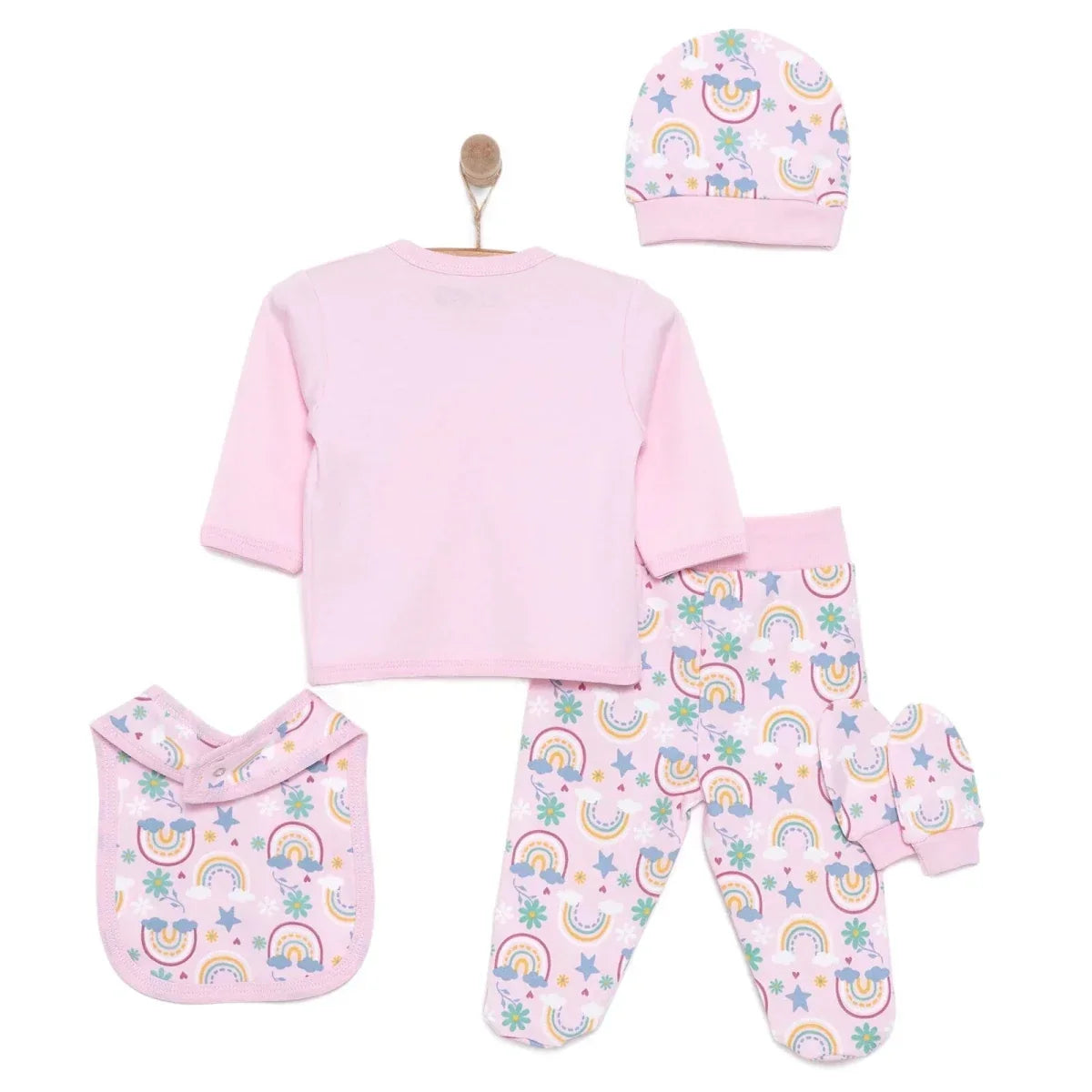 HelloBaby Girl 5 Piece Newborn Set - Light Pink - Light Pink / Newborn - Newborn Hospital Packs