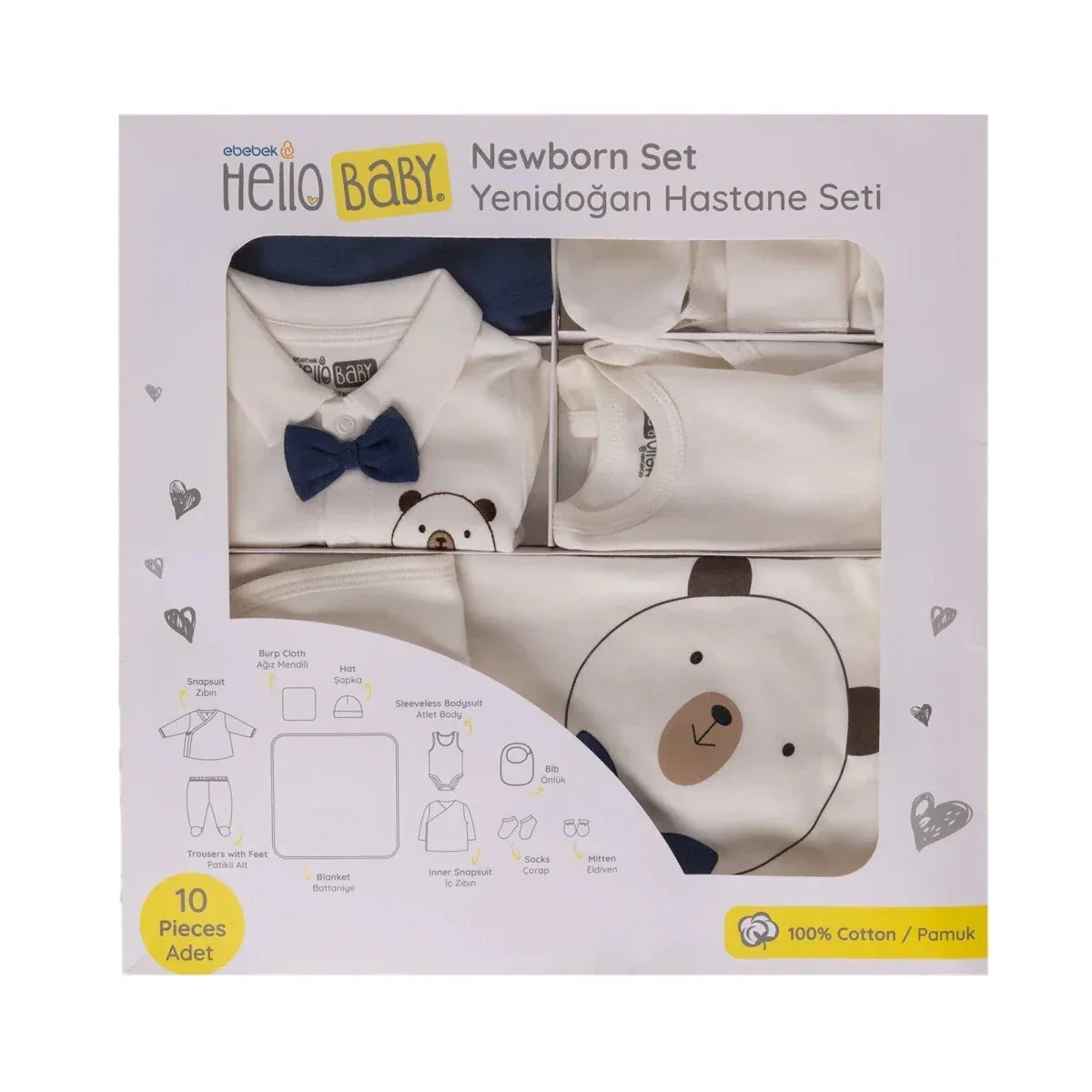 HelloBaby Newborn 10-Piece Newborn Hospital Set - Ecru - Ecru / Newborn - Newborn Hospital Packs