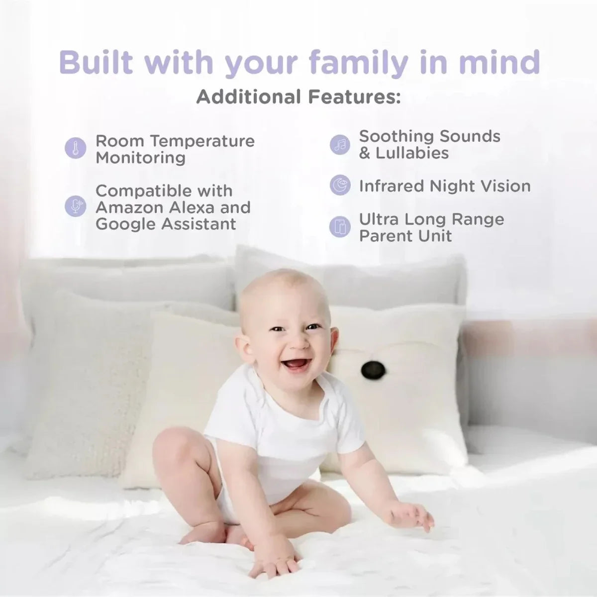 Hubble Nursery Pal Glow+ 5’’ Video Baby Camera & Monitor - Smart Baby Monitors