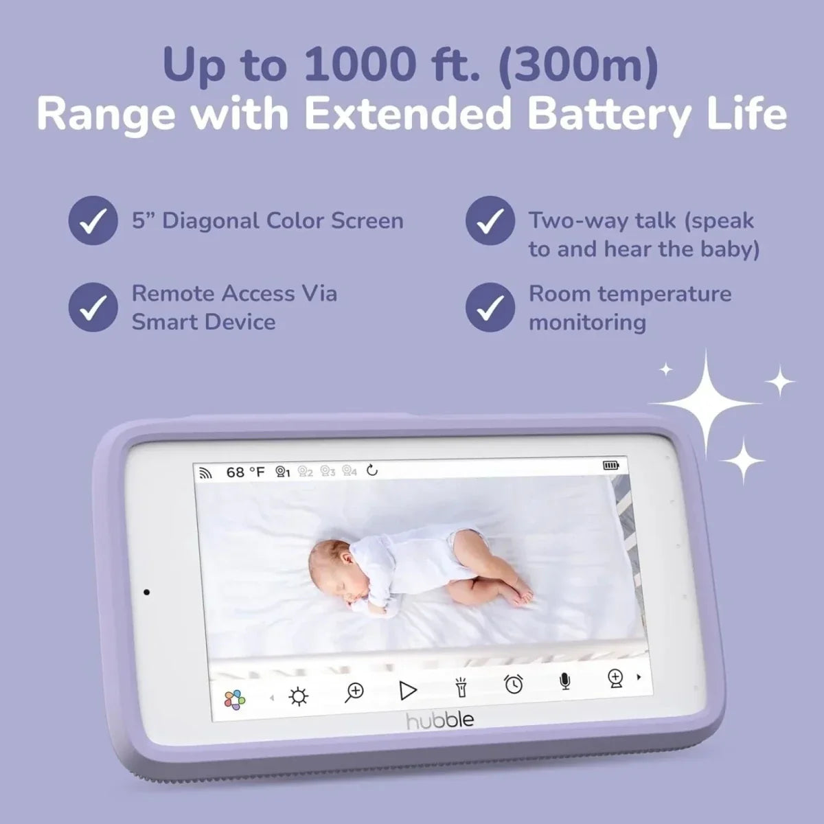 Hubble Pal SkyVision AI Pro 5’’ Video Baby Camera & Monitor - Smart Baby Monitors