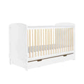 Ickle Bubba Coleby Scandi Cot Bed with Under Drawer Scandi White - Fibre Mattress - Fibre Mattress - Convertible Baby