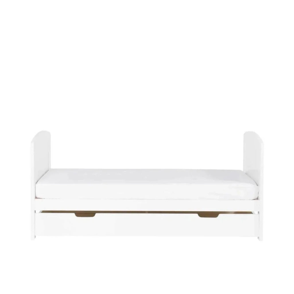 Ickle Bubba Coleby Scandi Cot Bed with Under Drawer Scandi White - Fibre Mattress - Fibre Mattress - Convertible Baby