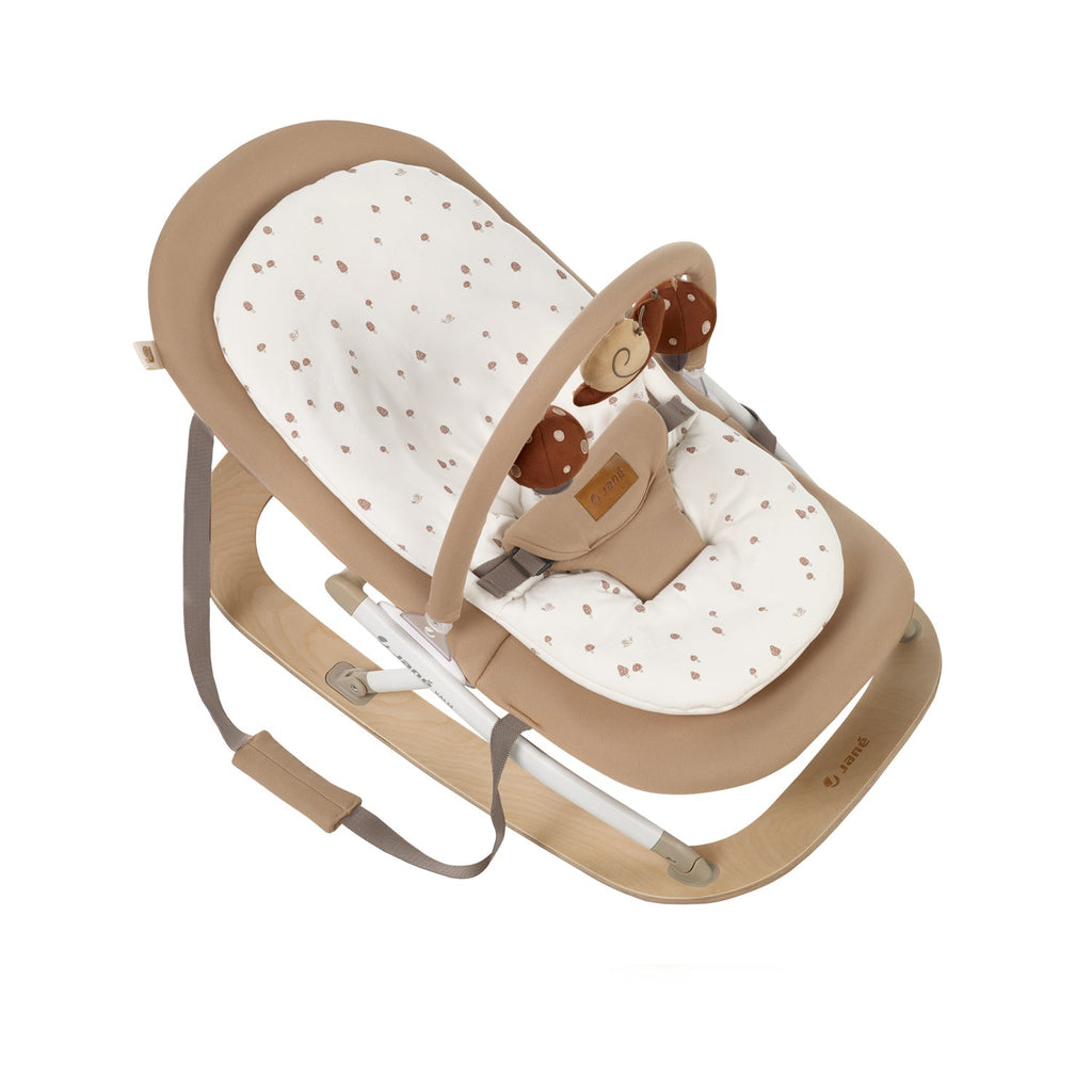 Jane Kalm Wooden Hammock – Natural Birch Rocker with Soft Padded Insert Sesame - Bouncers Rockers & Swings