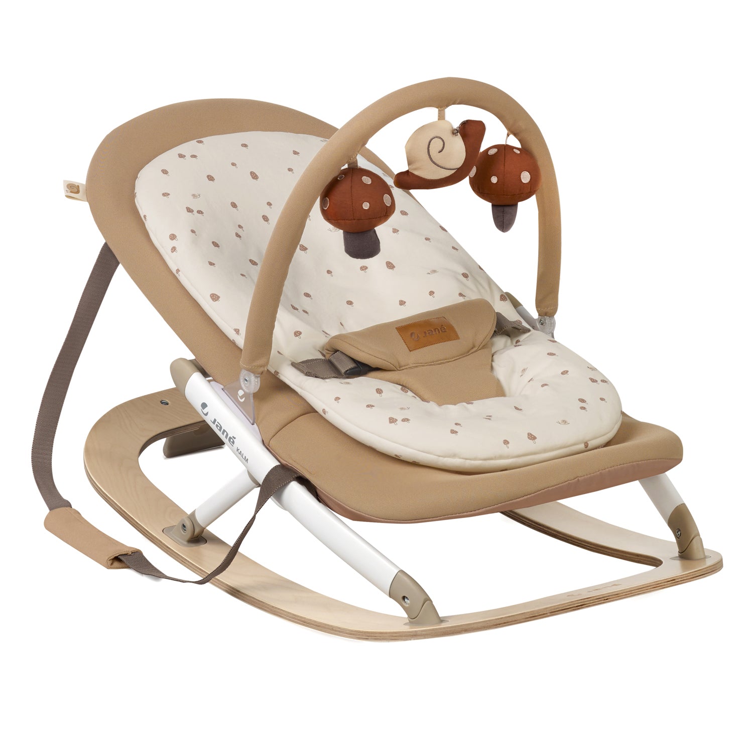 Jane Kalm Wooden Hammock – Natural Birch Rocker with Soft Padded Insert Sesame - Bouncers Rockers & Swings