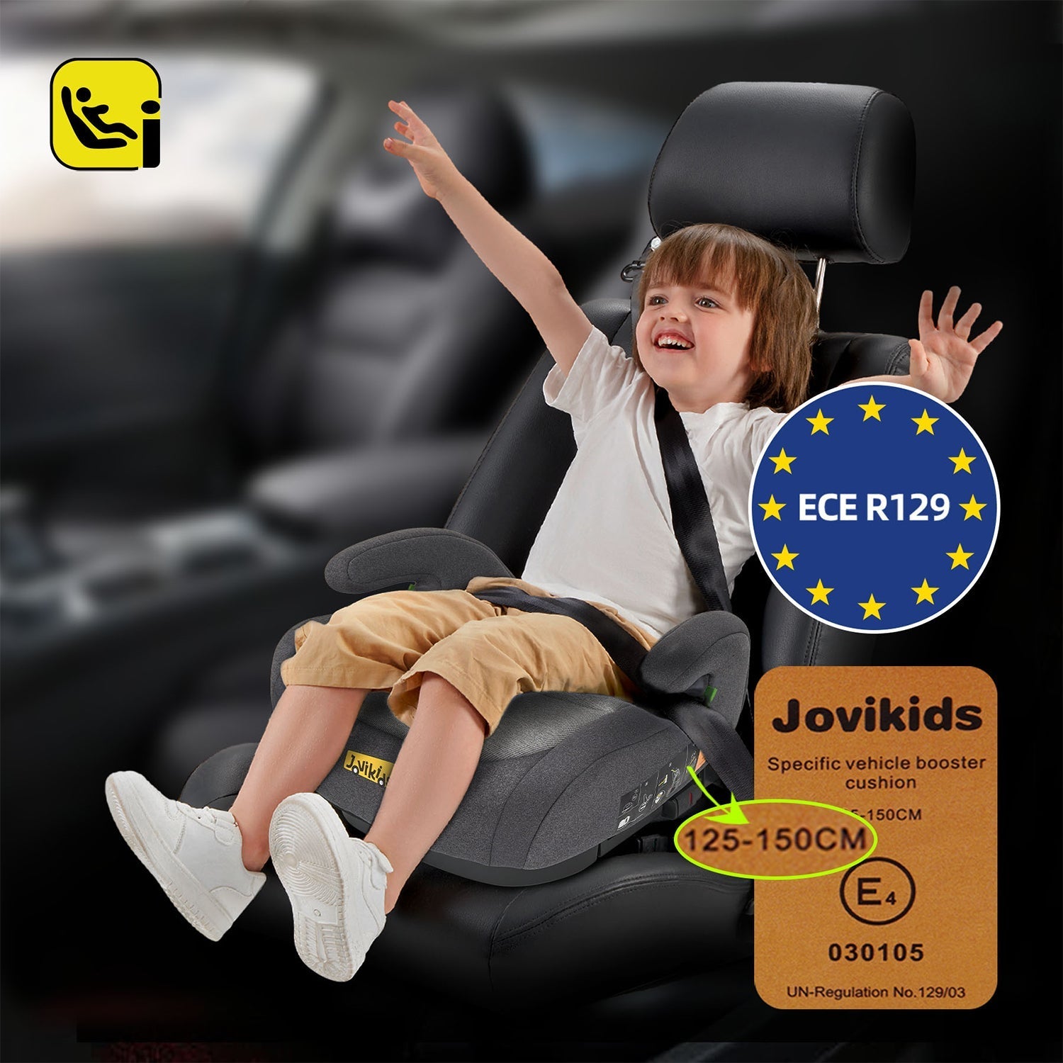 Jovikids Ohho Booster Seat - Grey - Car Seat