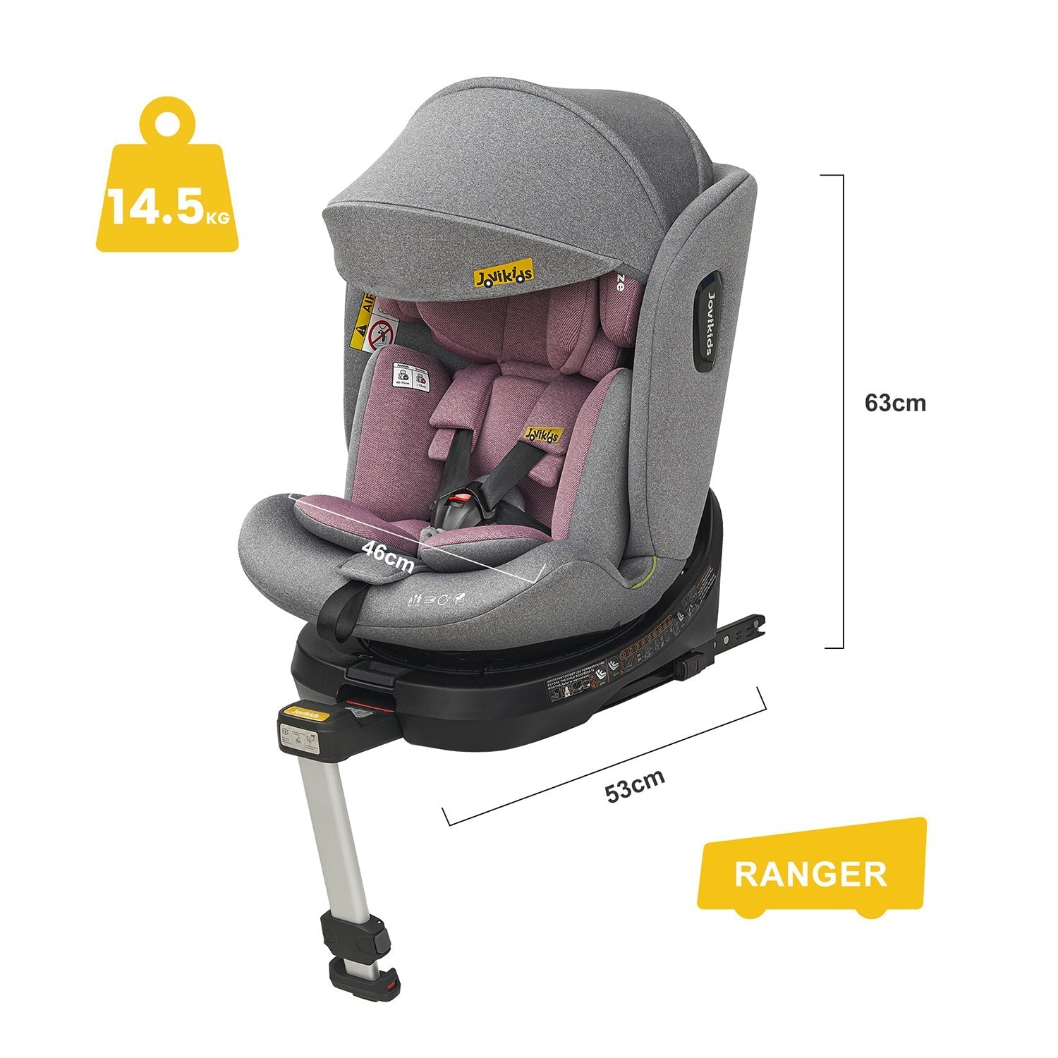 Jovikids Ranger Rotating Car Seat - Pink - Car Seat