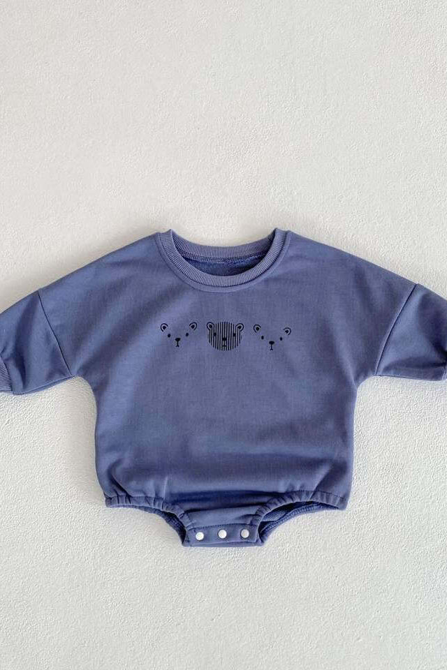 Joy Bear Bodysuit White Purple or Blue - Joy bear Blue / 0-6 M - Bodysuits