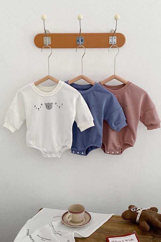 Joy Bear Bodysuit White Purple or Blue - Bodysuits