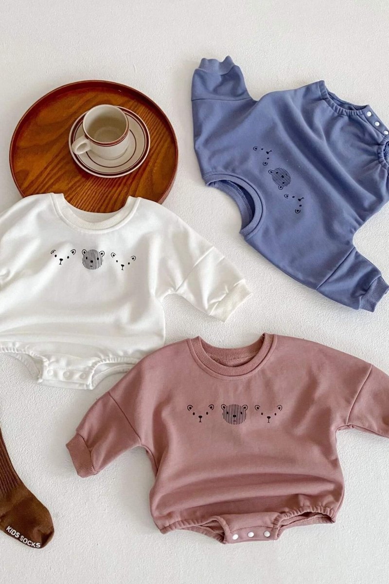 Joy Bear Bodysuit White Purple or Blue - Bodysuits
