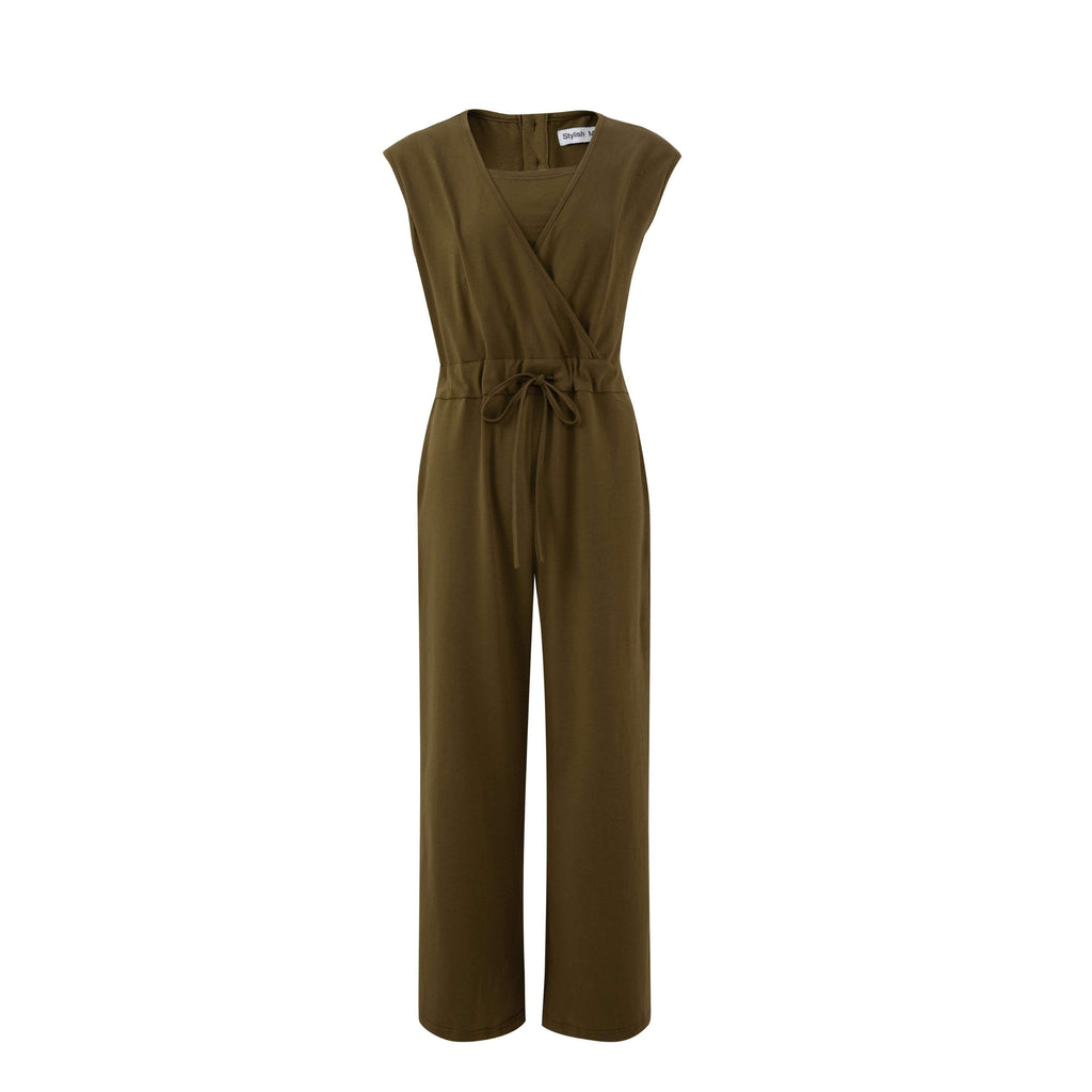 The Breastfeeding Jumpsuit - Kerry Cotton Khaki