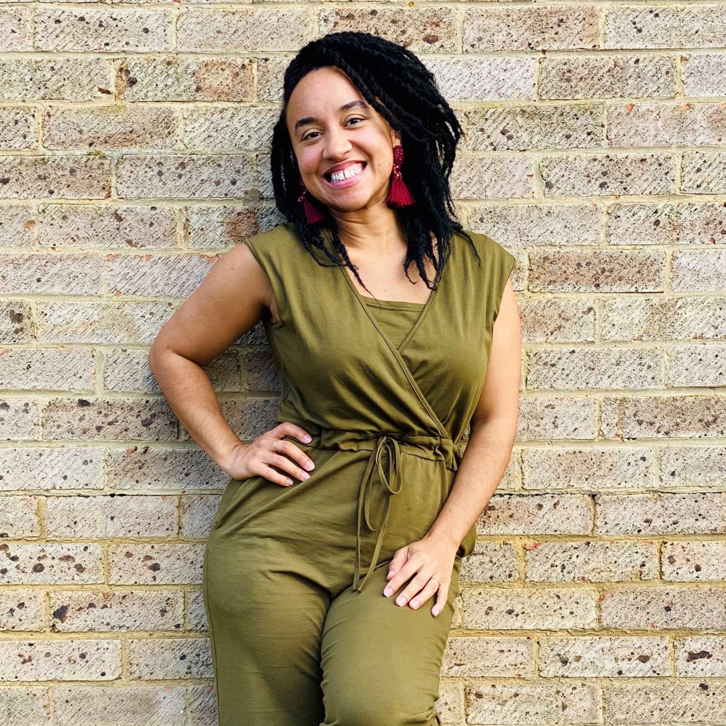 The Breastfeeding Jumpsuit - Kerry Cotton Khaki