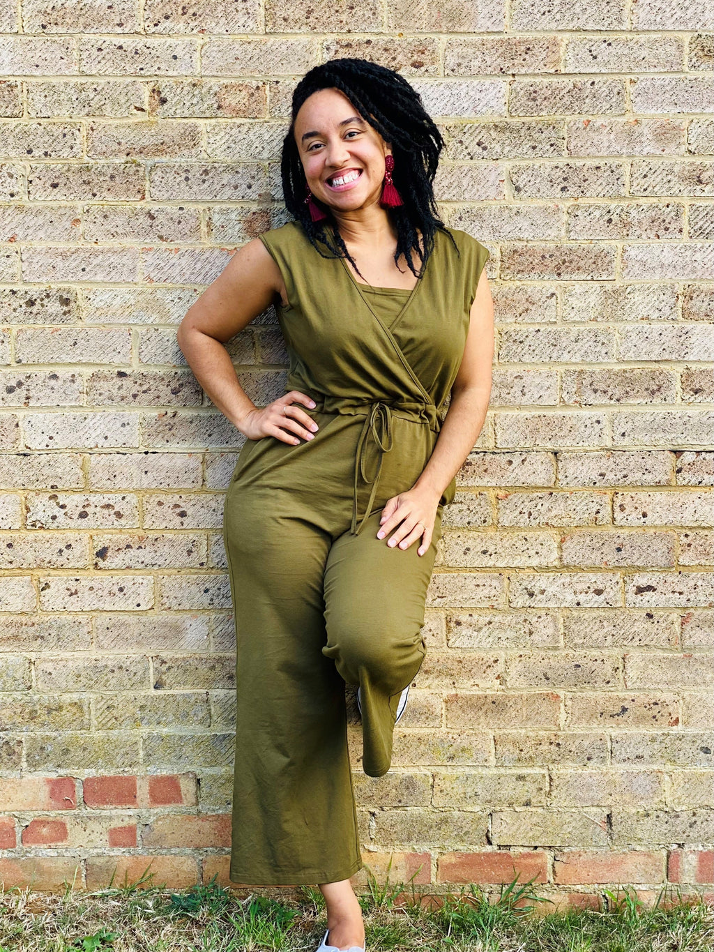 The Breastfeeding Jumpsuit - Kerry Cotton Khaki