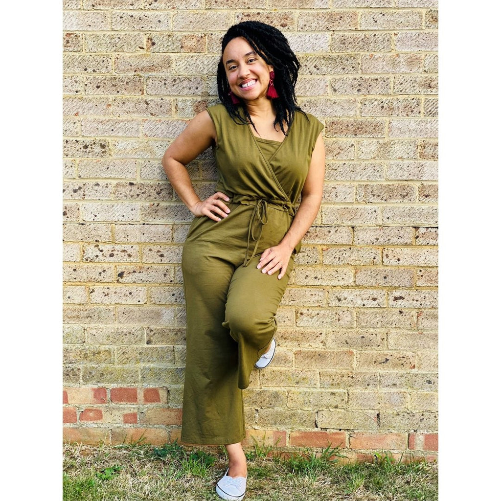 The Breastfeeding Jumpsuit - Kerry Cotton Khaki