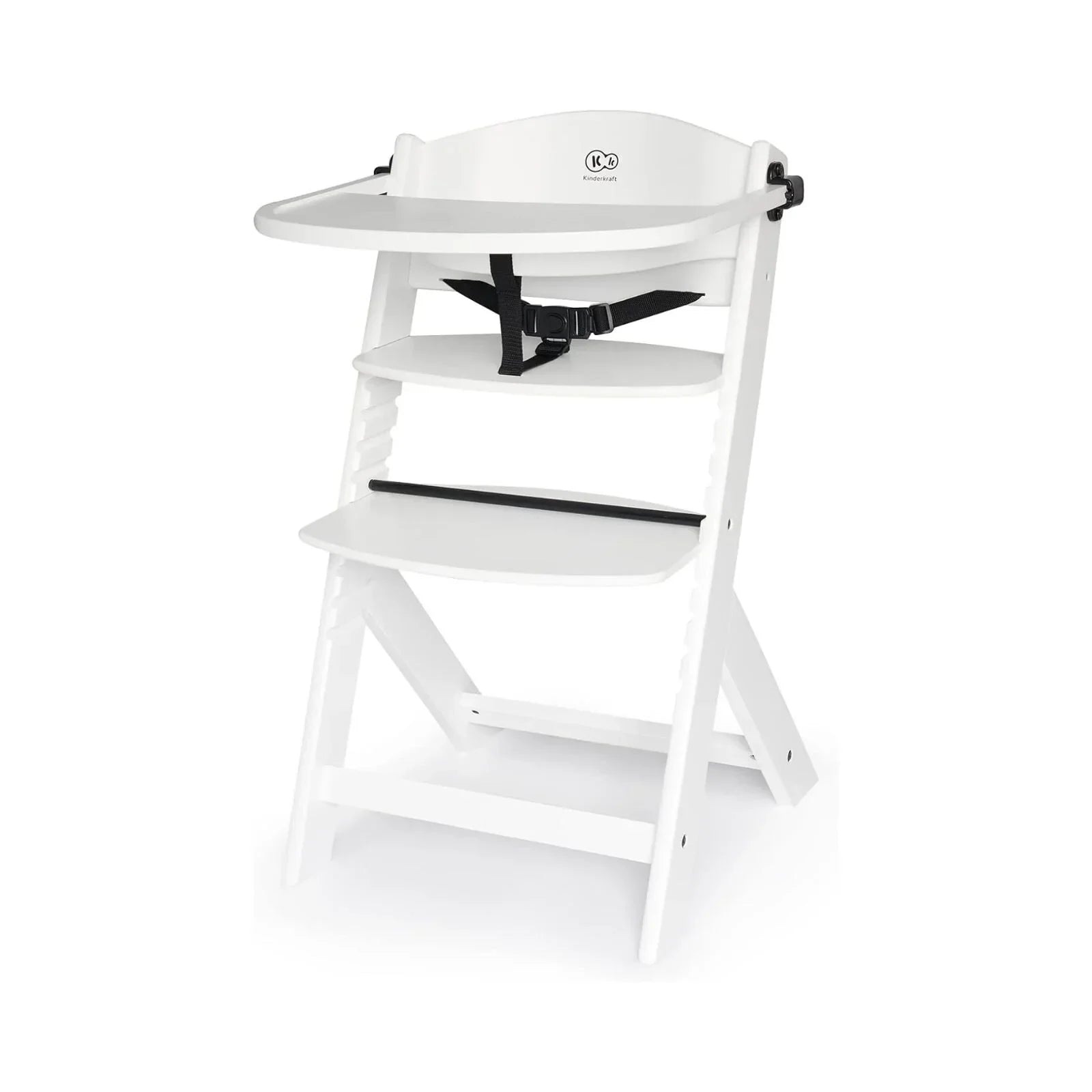 Kinderkraft Enock Wooden Highchair - White - White - Highchairs