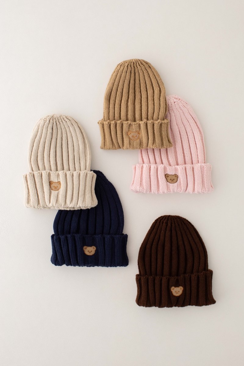 Knitted Bear Beanie Hats Multiple Colours - Hats