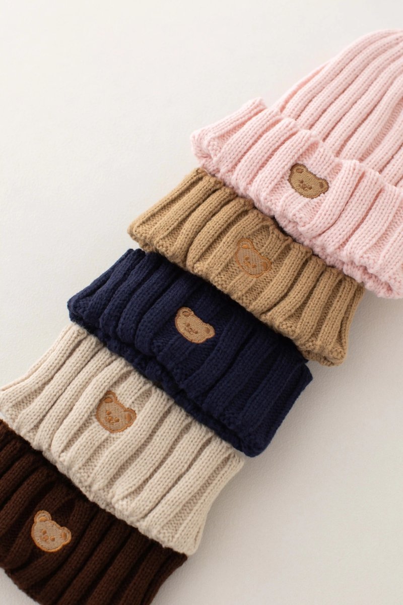Knitted Bear Beanie Hats Multiple Colours - Hats
