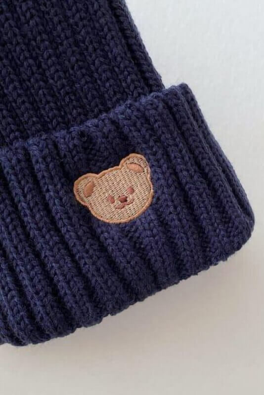 Knitted Bear Beanie Hats Multiple Colours - Hats