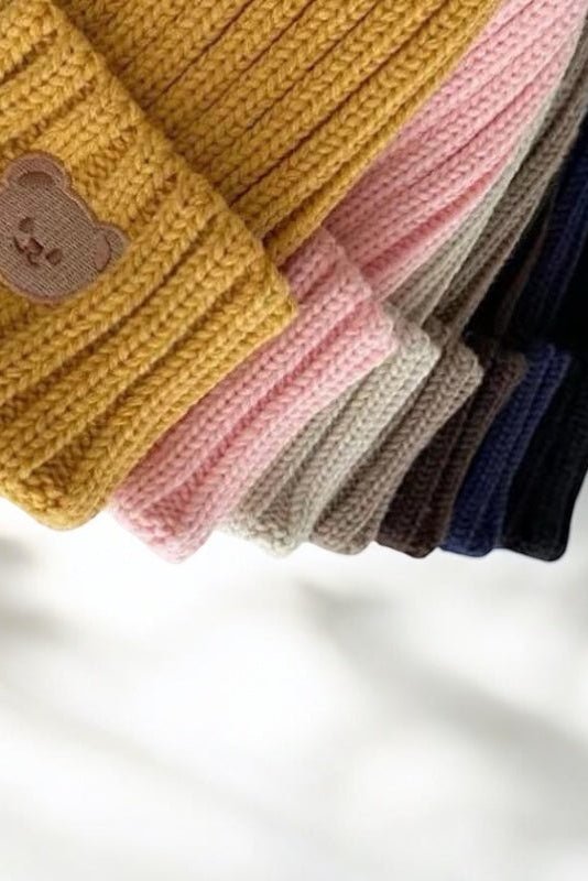 Knitted Bear Beanie Hats Multiple Colours - Hats
