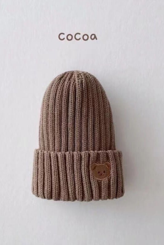 Knitted Bear Beanie Hats Multiple Colours - Cocoa - Hats