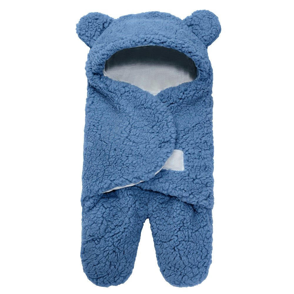 Lamb Plush Newborn Sleeping Bag & Swaddle Quilt - Blue / 55x65cm - Baby Sleeping Bags