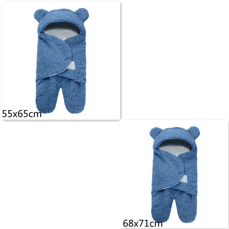 Lamb Plush Newborn Sleeping Bag & Swaddle Quilt - Blue / Set - Baby Sleeping Bags