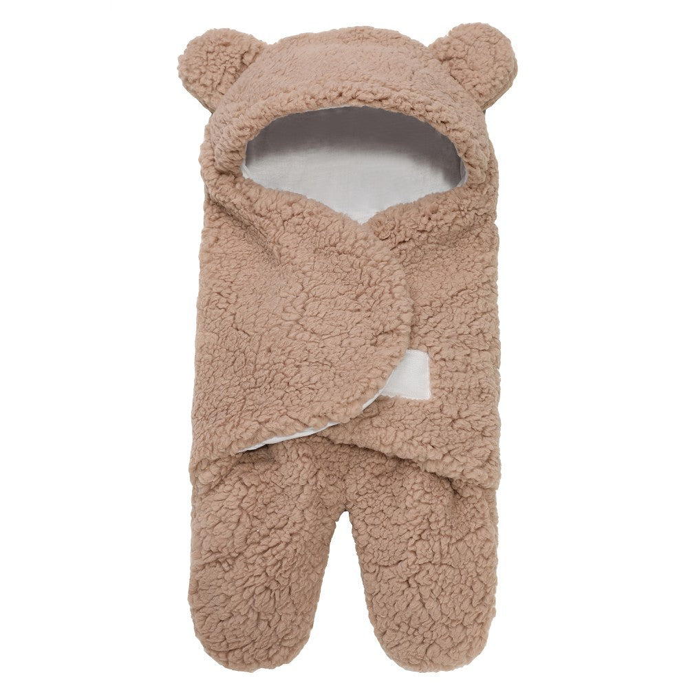 Lamb Plush Newborn Sleeping Bag & Swaddle Quilt - Brown / 55x65cm - Baby Sleeping Bags