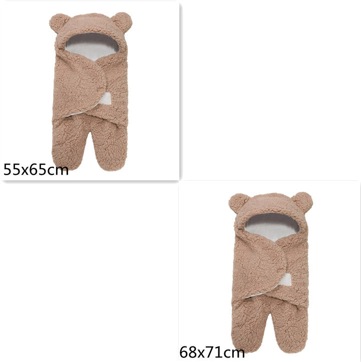 Lamb Plush Newborn Sleeping Bag & Swaddle Quilt - Brown / Set - Baby Sleeping Bags