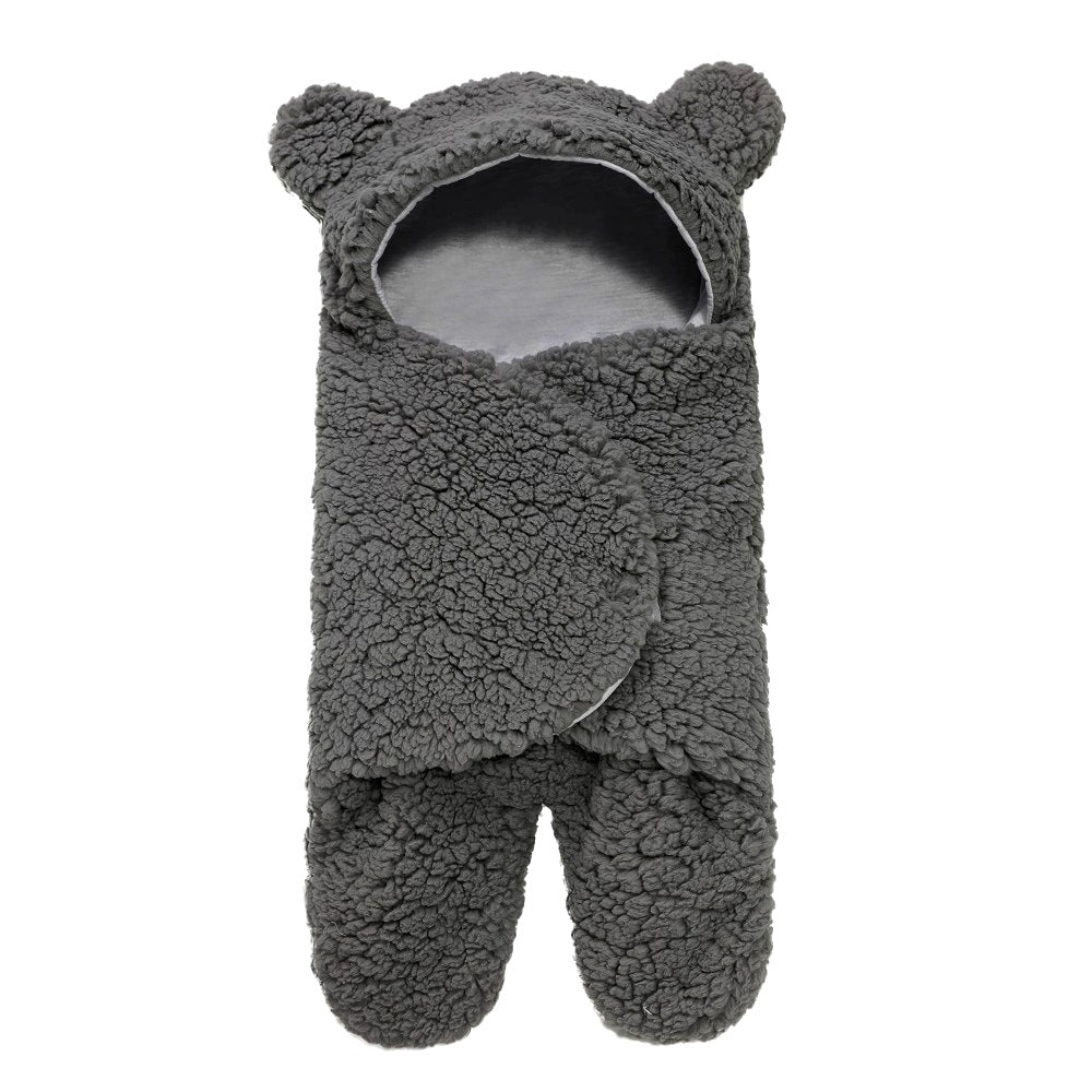 Lamb Plush Newborn Sleeping Bag & Swaddle Quilt - DarkGrey / 55x65cm - Baby Sleeping Bags