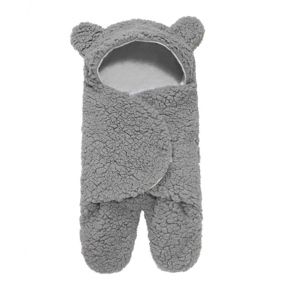 Lamb Plush Newborn Sleeping Bag & Swaddle Quilt - Grey / 68x71cm - Baby Sleeping Bags