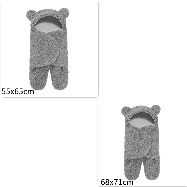 Lamb Plush Newborn Sleeping Bag & Swaddle Quilt - Grey / Set - Baby Sleeping Bags