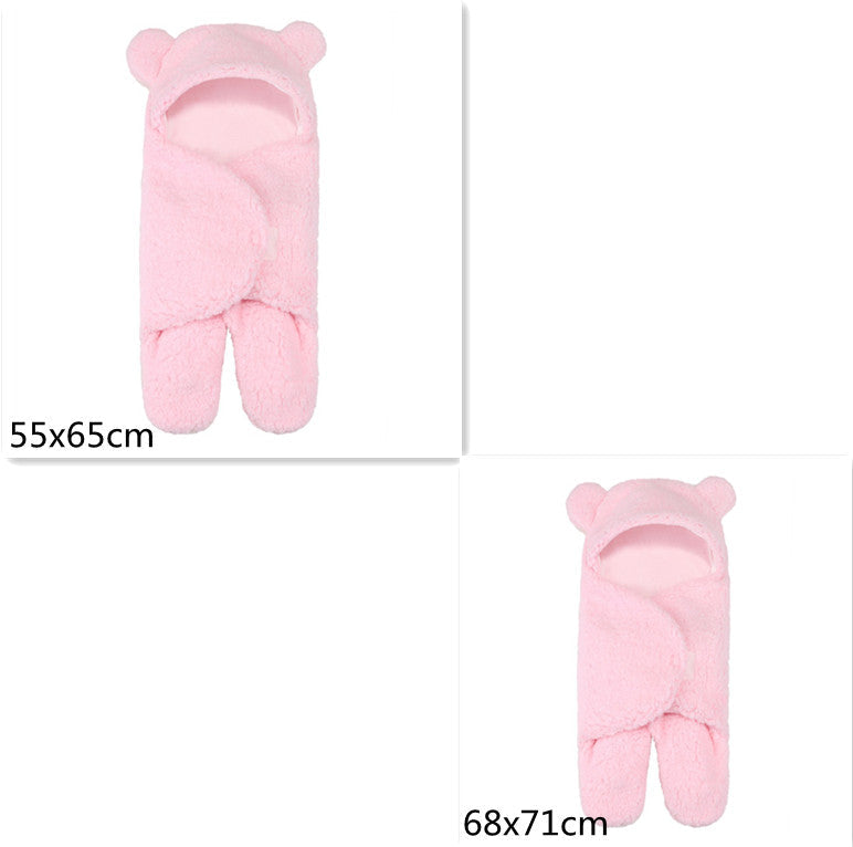 Lamb Plush Newborn Sleeping Bag & Swaddle Quilt - Pink / Set - Baby Sleeping Bags