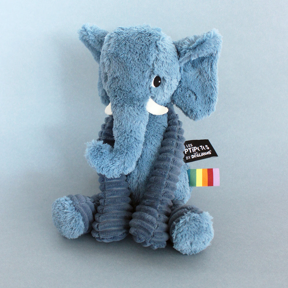 Les Ptipotos Plush Cuddly Toy: Eddie the Elephant - Blue - Soft Toy / Plushie