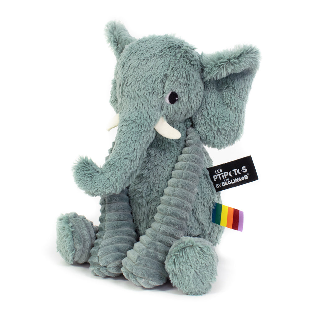 Les Ptipotos Plush Cuddly Toy: Eddie the Elephant - Green - Soft Toy / Plushie