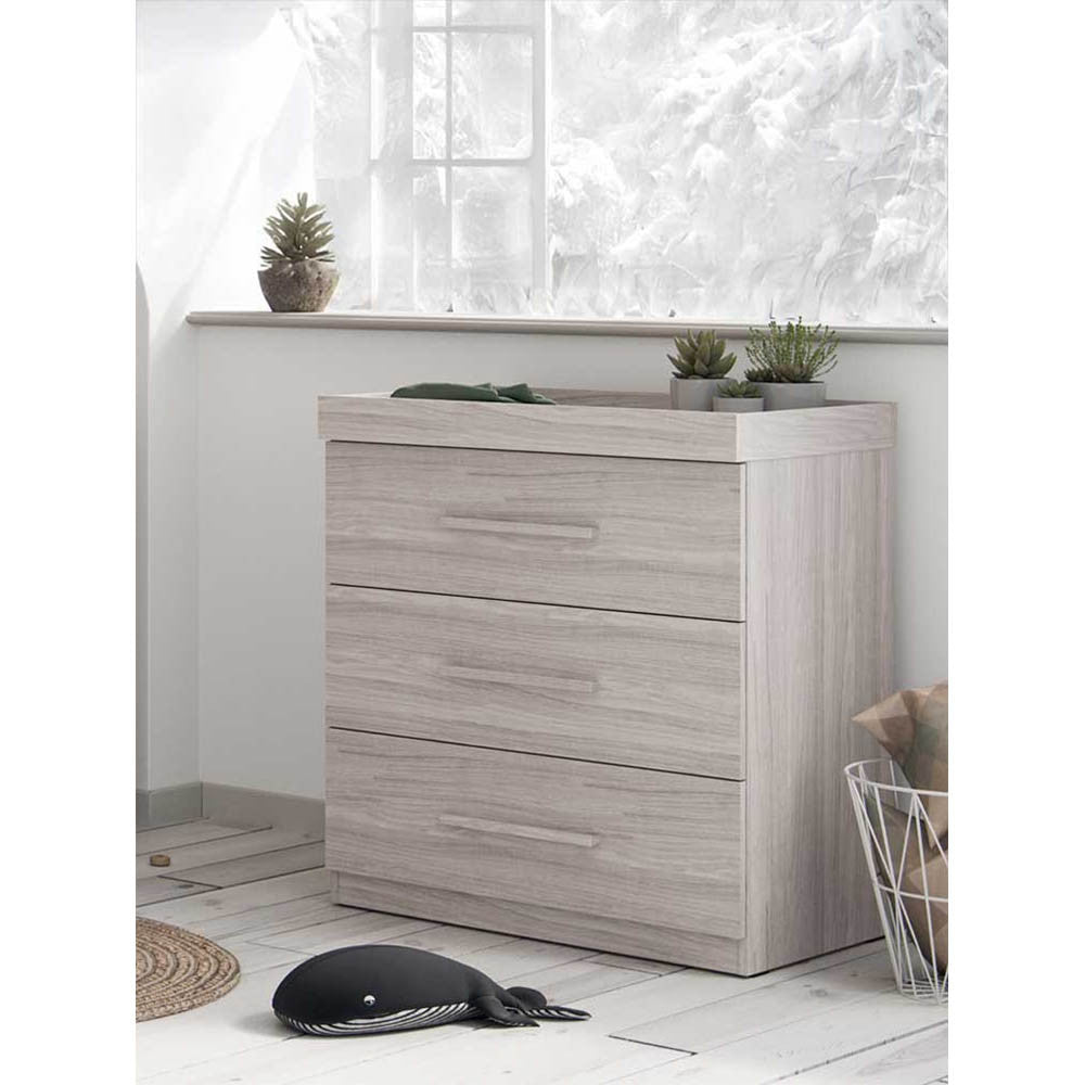 Little Acorns Amalfi 3 Piece Nursery Furniture Set with Cot Bed Dresser and Wardrobe - Grey Ash - Nursery Furniture Set