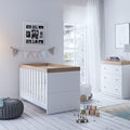Little Acorns Burlington 2 Piece Nursery Furniture Set with Cot Bed and Dresser - White & Oak - Nursery Furniture Set